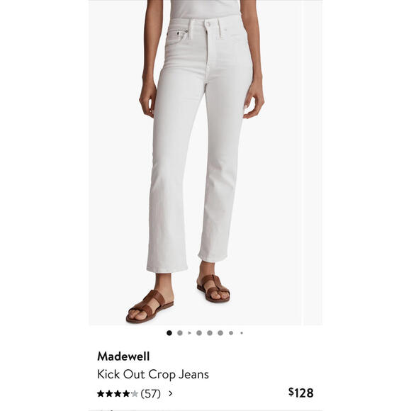 Madewell Kick Out Crop Jeans - White, Size Not Specified - Picture 1 of 7